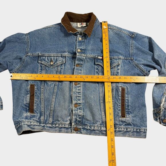 Vintage Texas Wear Denim Jacket Mens Large Corduroy Collar Western Trucker 90s - Picture 13 of 14